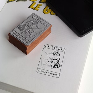 EX LIBRIS Personalized  Stamp – Custom Bookplate Rubber Stamp – Wood Mounted Library Mark – Gift for Book Lovers - Kingfisher