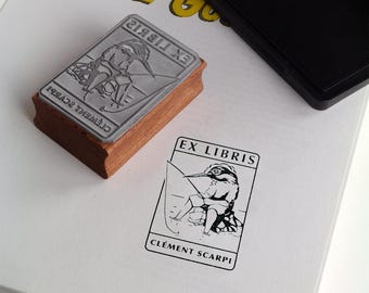 EX LIBRIS パーソナライズスタンプ – 木に名前入りブックスタンプ – 読者へのギフト – カワセミ