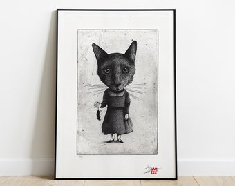 Original Etching / Art Print limited edition / The Cat
