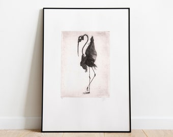 Etching intaglio / Wall art / Original print limited edition / Bird Skull I