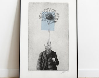 Original Etching / Limited edition fine art print / Intaglio / Daisy Flower - Bellis Perennis