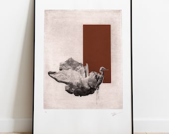 Original Etching / Limited edition fine art print / Bird - The Crane