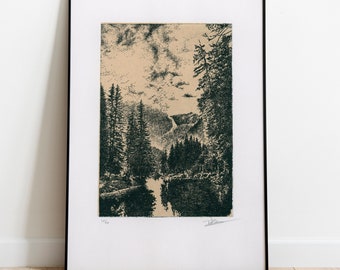 Etching intaglio / Wall art / Original print limited edition / Landscape