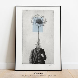 Acquaforte originale in edizione limitata / Stampa artistica / Intaglio / Fiore di margherita / Bellis Perennis