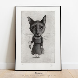Acquaforte originale / Stampa in edizione limitata / Il gatto