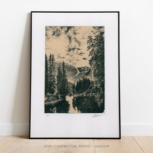 Gravure originale / Beaux arts / Estampe édition limitée / Paysage