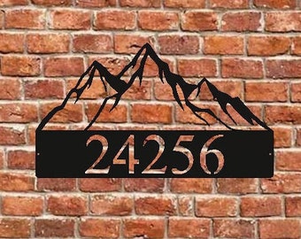 Custom House Numbers , Metal Mountain Sign , Steel Mountain Sign, Monogram , Personalized Mountain Sign , steel sign , address sign