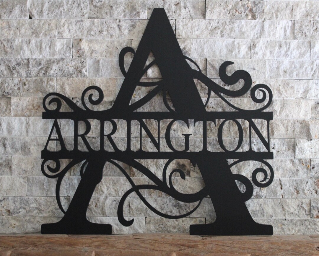 Personalized Family Name Metal Sign - Split Monogram Sign ...