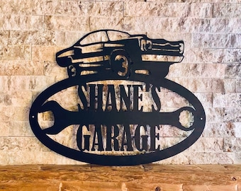 Custom Garage Sign, Custom Name, Metal Sign, Personalized Sign, Personalized Metal Sign , monogram, steel sign, car sign, muscle car sign