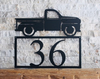 Custom Pick-up Truck Address Sign, house numbers, truck sign, custom address sign, steel sign, metal sign