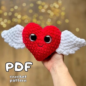 Plüsch-Herz Häkelherz Muster Valentinstag Geschenk Amigurumi Muster Einfaches gehäkeltes Herz Muster Herz mit Flügel