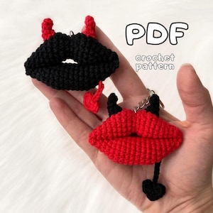 Crochet Devil&#39;s Lips pattern valentines gift amigurumi pattern Easy crochet lips pattern Crochet kiss Halloween lips
