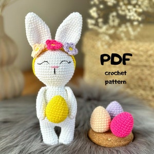 Easter Bunny crochet pattern bunny girl Low-sew Amigurumi rabbit Easy pattern Egg pattern