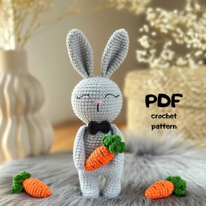 Easter Bunny crochet pattern bunny boy Amigurumi rabbit Easy pattern Carrot pattern