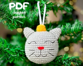 Christmas tree decorations PDF CROCHET PATTERN Christmas treetoy Kitty, Christmas Cat, Christmas Bauble, Amigurumi Ornaments,Christmas Decor