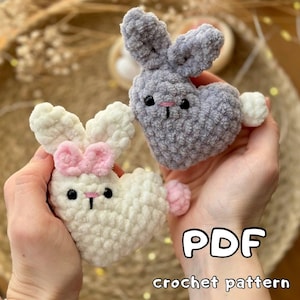 Plüsch Häschen Herz Schlüsselanhänger Häkelanleitung Amigurumi Muster Einfache Häkelanleitung niedlichen Hasen Plushie For Beginners Valentines Bunnies