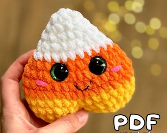 Candy Corn Crochet Pattern, Halloween Amigurumi Heart Decor (PDF Pattern)