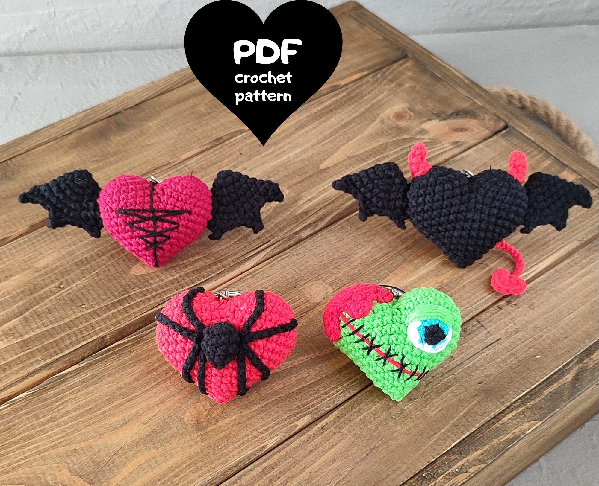 39 Beautiful Crochet Heart Patterns To Make With Love 10 Crochet Heart Keychain Patterns: Devil