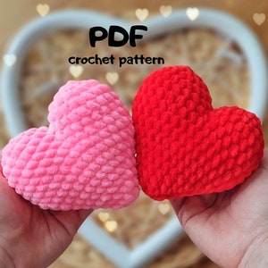 Plush Heart Crochet heart pattern valentines gift amigurumi pattern Easy crochet heart pattern