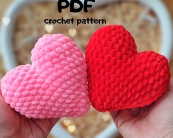 Plush Heart Crochet heart pattern valentines gift amigurumi pattern Easy crochet heart pattern