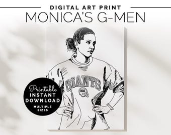 Monica from Friends Art Print | New York Football Poster | Friends TV Show Printable | New York City Poster | Friendsgiving | G-Men Big Blue