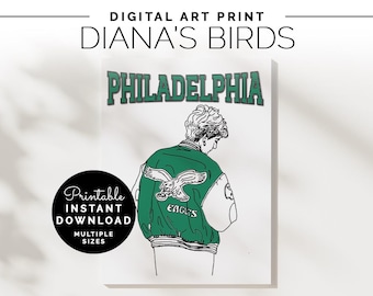 Princess Diana Varsity Jacket Digital Art Print | Philadelphia Football Printable | Princess Diana Poster | Philly Football