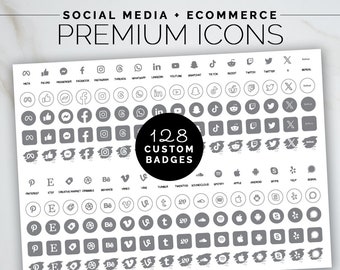 Online Presence Icons Set: Social Media & Ecommerce Graphics