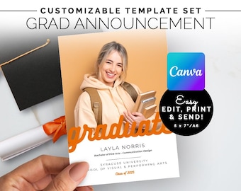 Graduation Announcement Invite | Editable Canva Template | Graduation Party Invitation Set for Print or Digital | College Grad | High school