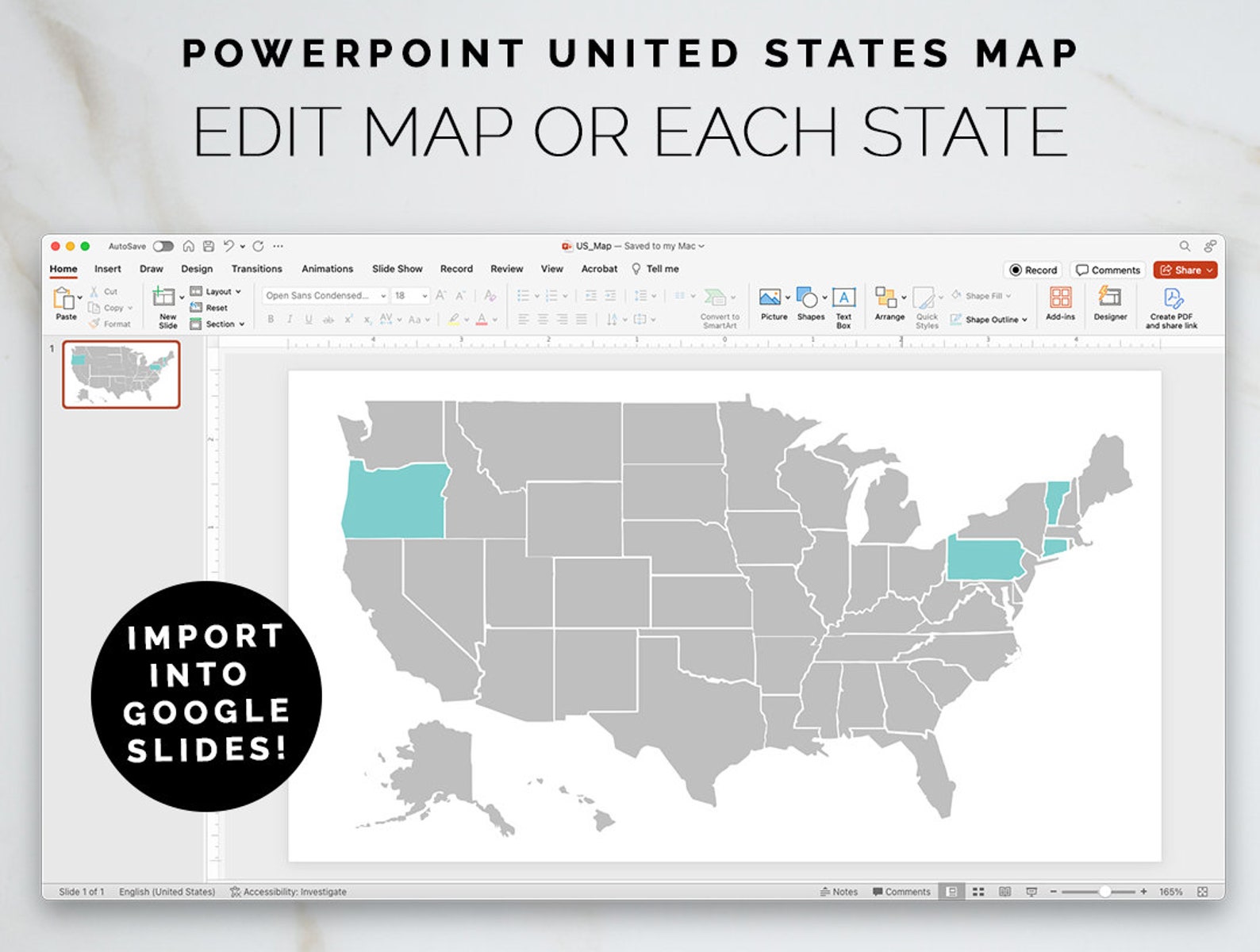 United States Map Powerpoint Template | Editable Template