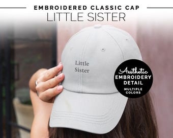 Little Sister Baseball Cap | Funny Hat, Old Money Aesthetic Embroidered Cap | Quiet Luxury Lil Sister Gift, Family Photo Outfit | Cute Hat