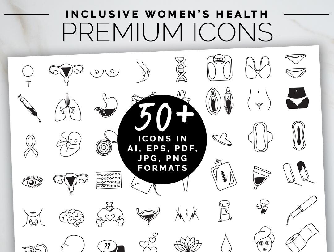 Feminist Health Icon Set for Graphic Designers | Sexual Health Line Art ...
