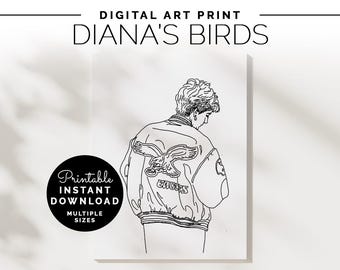 Princess Diana Varsity Jacket Digital Art Print | Philadelphia Football Printable | Princess Diana Poster | Philly Football