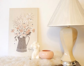 Vintage Textile Fabric Art// Dried Flowers Vase// Signed Art// Marushka style