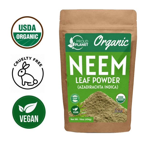 USDA Organic Neem Leaf Powder Azadirachta Indica | For Clear Complexion, Healthy Skin, Hair, Blood, Liver Health