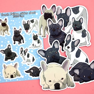 Französische Bulldogge-sticker aus Vinyl in klein und groß für dein Bullet Journal, Planer, Scrapbook und viel mehr!