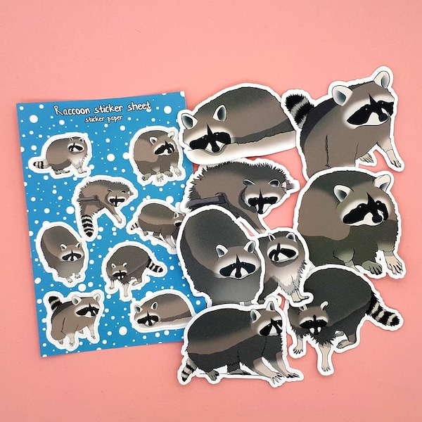 Raccoon Sticker Made of Vinyl in Small and Big Sizes for Your Bullet Journal, Planner, Scrapbook and More!