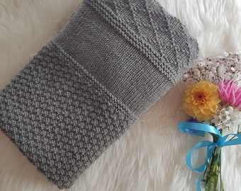 Detailed knitting instructions - baby sample blanket - BlidaDesign - suitable for beginners