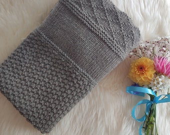 Detaillierte Strickanleitung - Baby-Musterdecke - BlidaDesign - Anfängertauglich