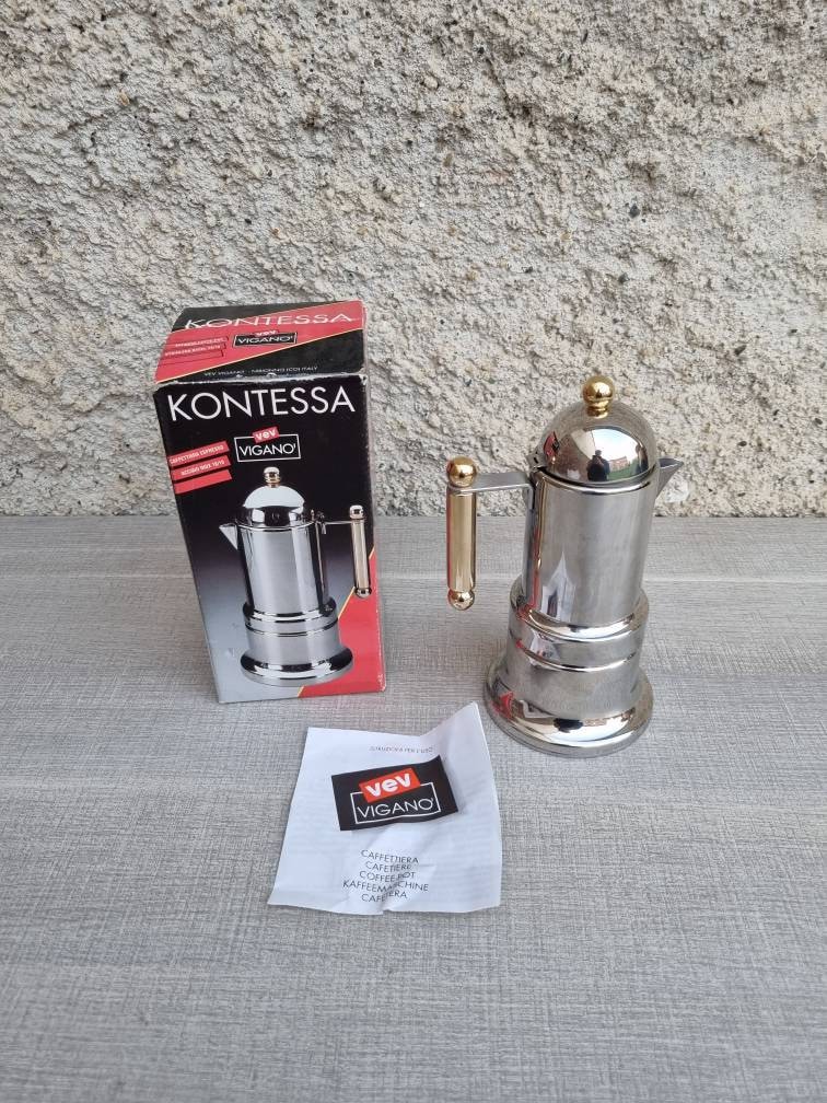 VTG Mini Percolator Coffee Pot Vigano Small Metal Silver Stove Top Espresso