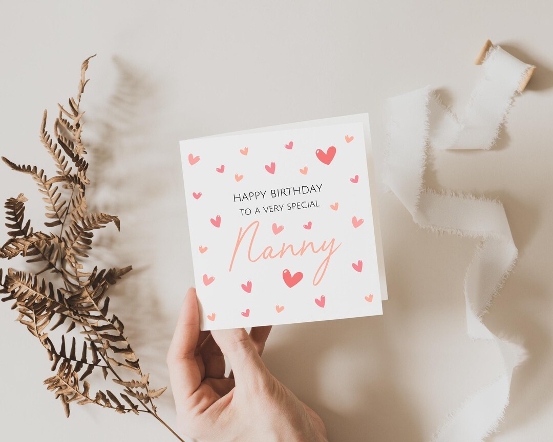 Nanny Hearts Birthday Card 'nanny' Can Be Changed as Required Etsy UK
