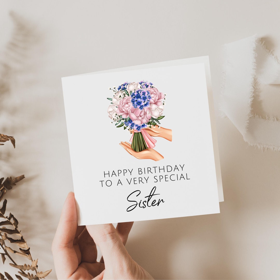 Very Special Sister Bouquet Card 'sister' Can Be Changed as Required