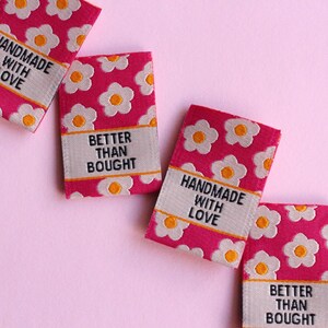 Pink Floral Woven Sewing Labels – Pack of 6 “Better Than Bought” & “Handmade with Love” Tags, Soft Fabric Labels for Handmade Sewing Project image 8