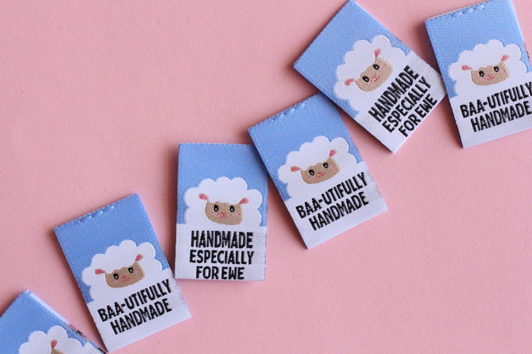 Sheep With Labels Woven Labels for Handmade Items | Pack of 6 Double Sided SHEEP Sewing ...