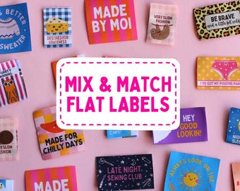 Mix and Match Woven Sewing Labels - Pack of 5 Flat Fabric Labels