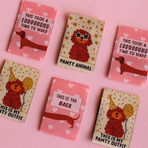 LAST PACK LEFT! Doggy Bag | Dog Woven Sewing Labels, Pack of 6 woven labels for handmade projects, perfect for dog lovers, crafts, quilting