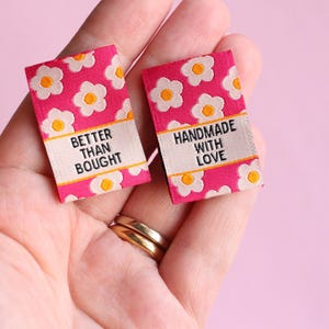 Pink Floral Woven Sewing Labels – Pack of 6 “Better Than Bought” & “Handmade with Love” Tags, Soft Fabric Labels for Handmade Sewing Project image 9