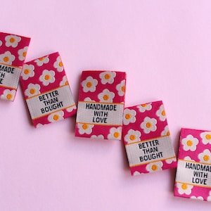 Pink Floral Woven Sewing Labels – Pack of 6 “Better Than Bought” & “Handmade with Love” Tags, Soft Fabric Labels for Handmade Sewing Project image 6