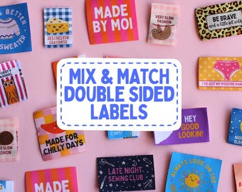 Mix and Match Woven Sewing Labels - Double Sided, Pack of 6