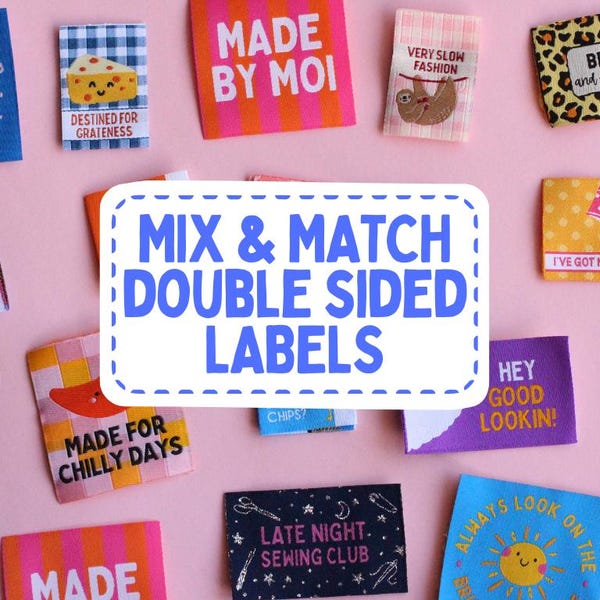 Mix and Match Woven Sewing Labels - Double Sided, Pack of 6