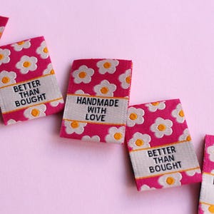 Pink Floral Woven Sewing Labels – Pack of 6 “Better Than Bought” & “Handmade with Love” Tags, Soft Fabric Labels for Handmade Sewing Project image 7